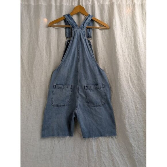 Gap Womens Size Small Denim Shortalls Cut Off Overalls Shorts Blue 8" inseam L2 - Picture 4 of 7